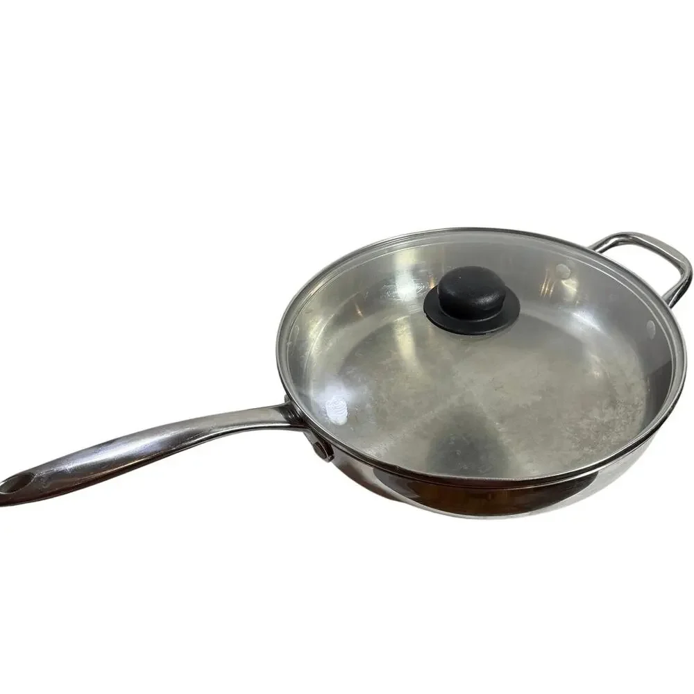 Wolfgang Puck Stainless Steel Simmer Pan Saute Deep Fry Pan With Lid 12inch